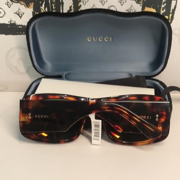 New Authentic Tortoiseshell Square Sunglasses GG1080s 003 - Picture 3 of 12